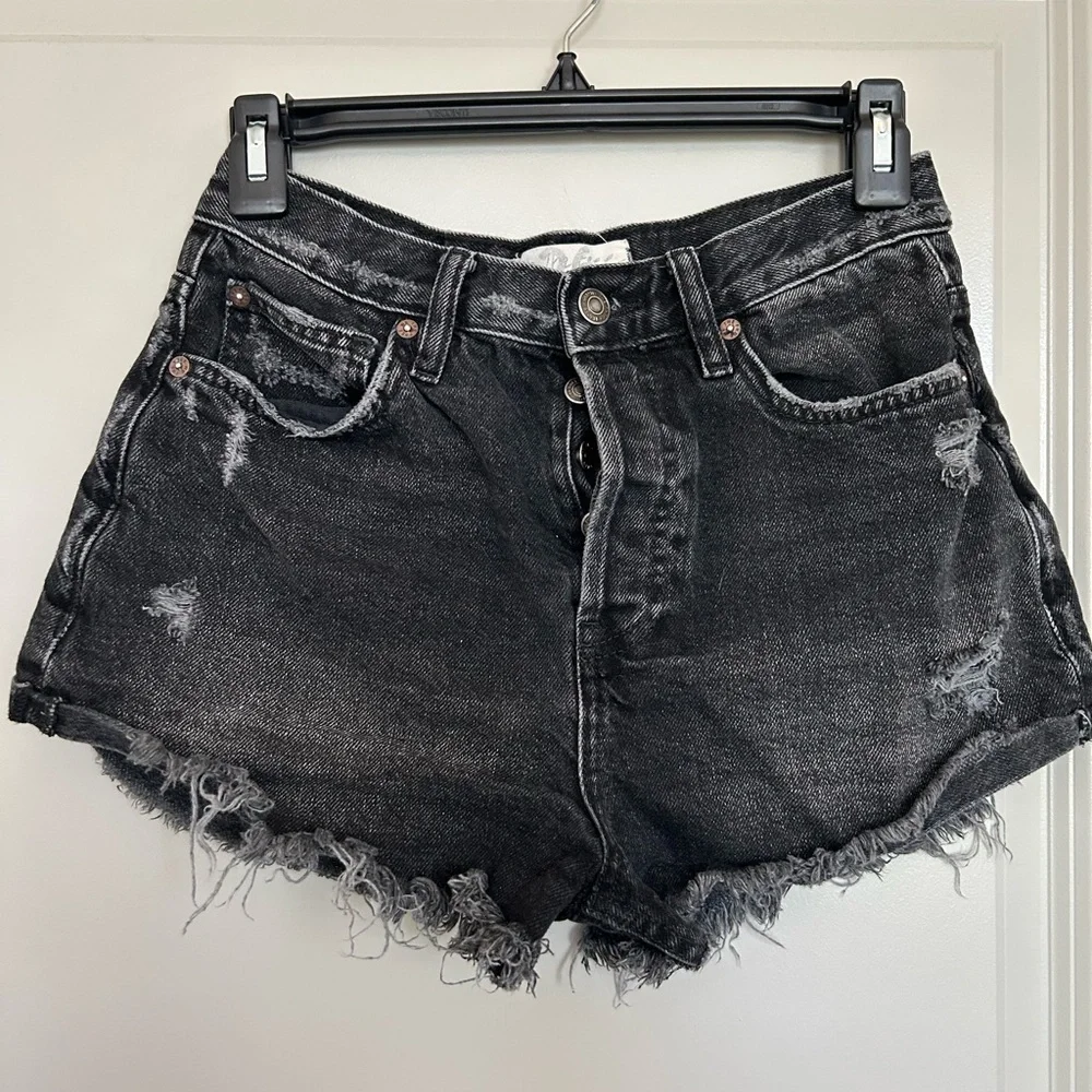 We the Free Distressed Black Denim Shorts